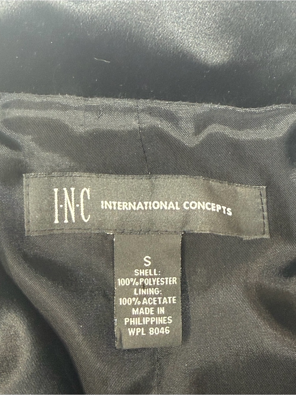 INC International Concepts Black Double-Breasted Cropped Satin Tuxedo Jacket - S - Picture 3 of 6